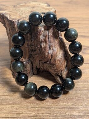 Golden Sheen Obsidian 12mm Crystal Bracelet